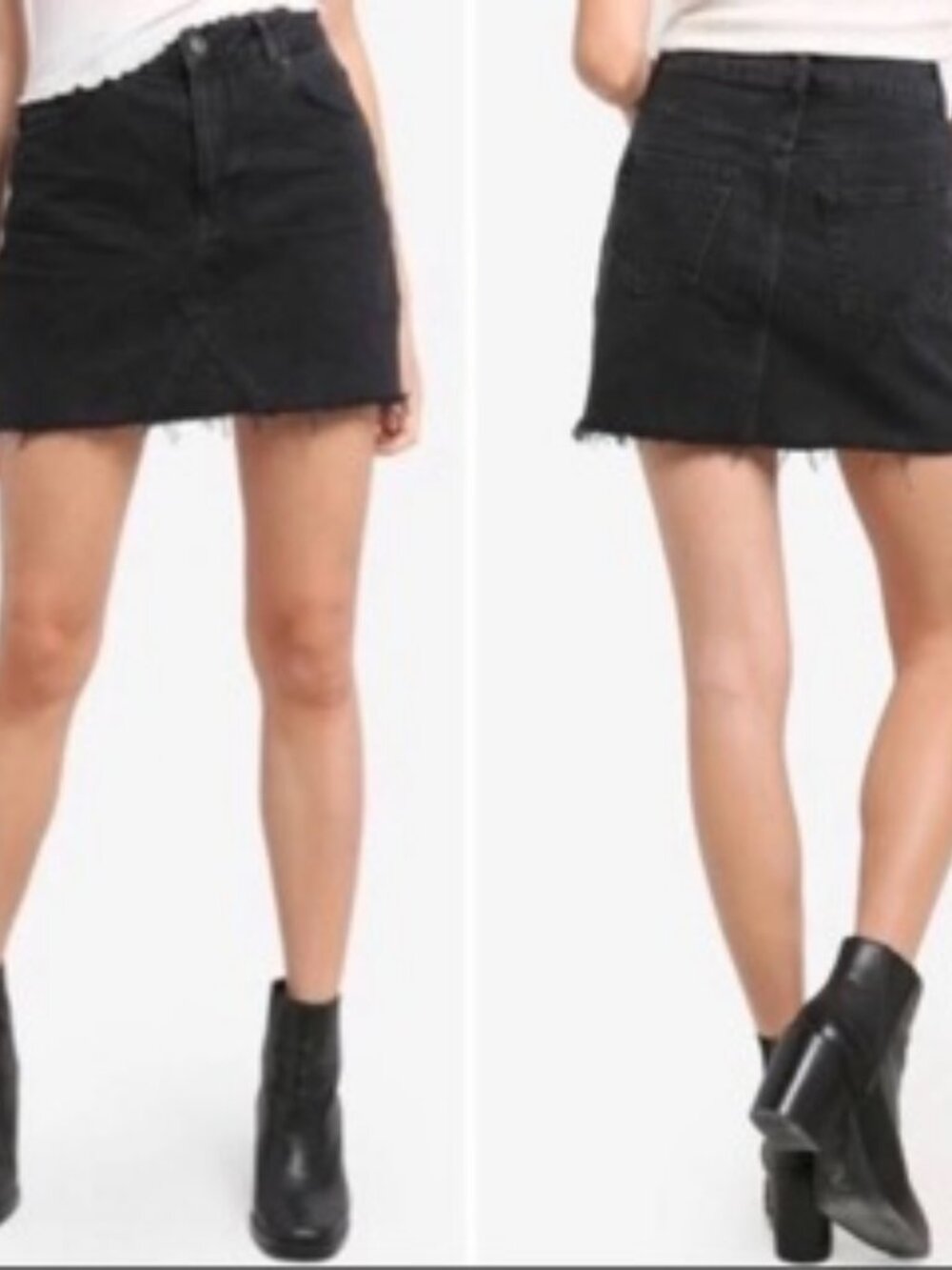 Topshop Moto Black Denim Mini Skirt - Classic High- Waist Style